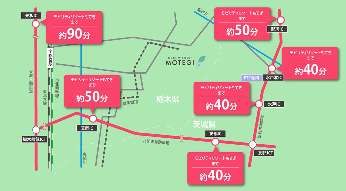 Interchange Map Near Mobility Resort Motegi