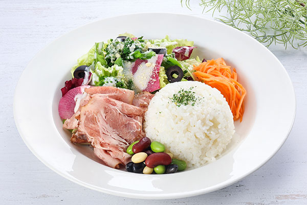 Caesar Salad Plate with Motegi Vegetable Roasted Pork