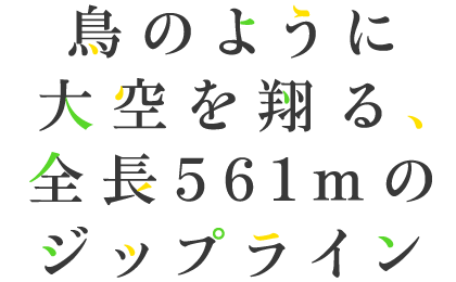 鳥のように大空を翔る、全長561ｍのジップライン